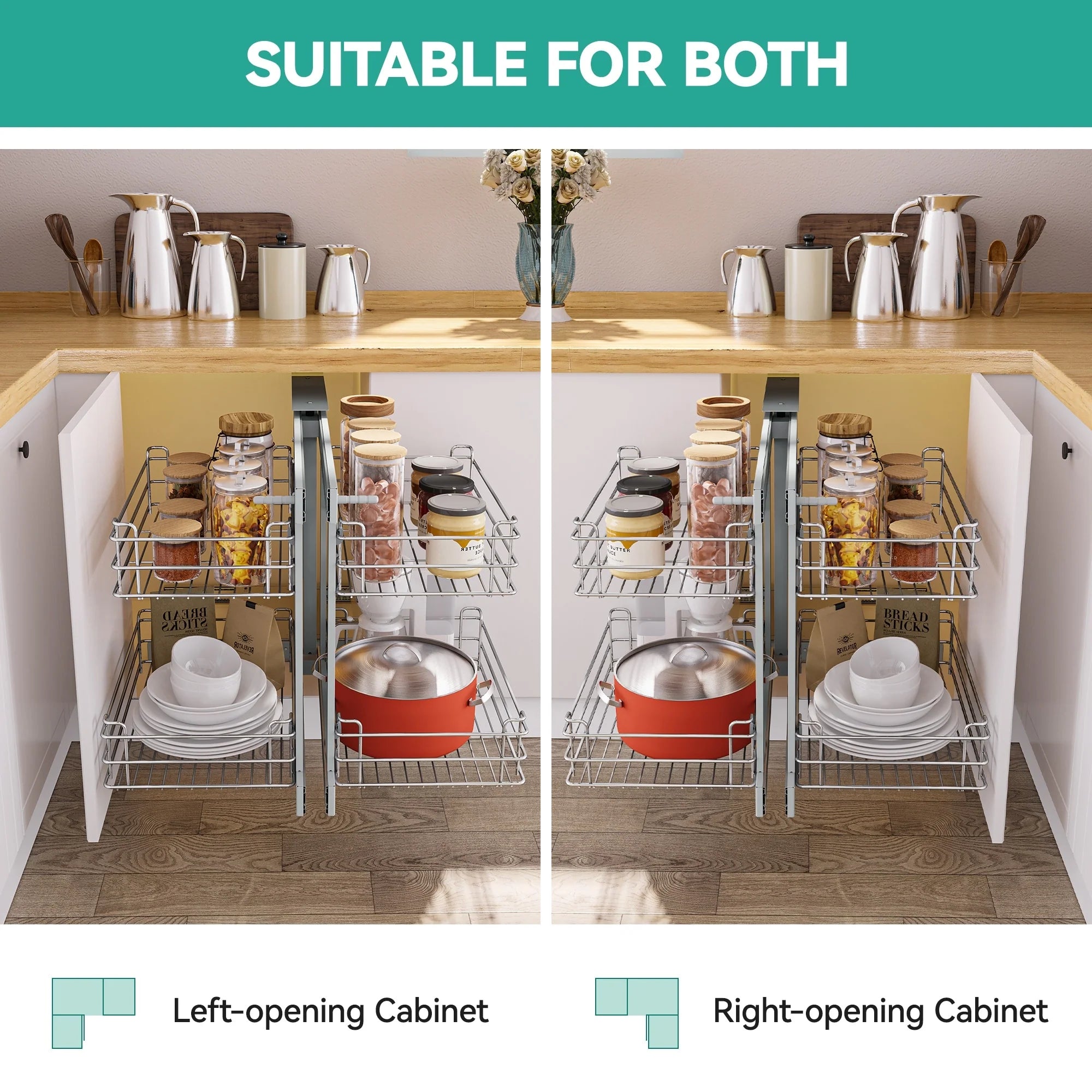 Moasis Blind Corner Pull Out Organizer Pull Out Shelf Organizer