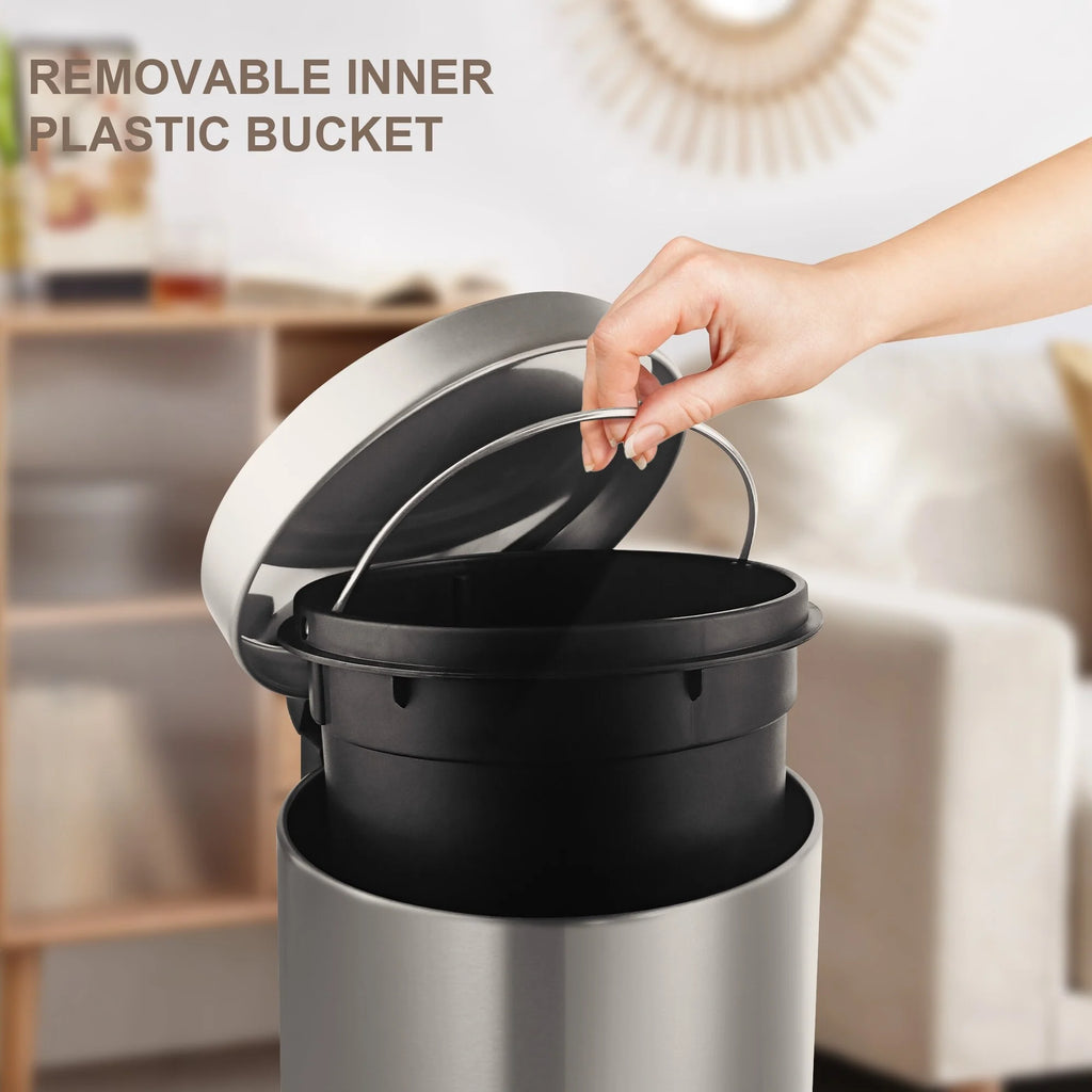 Innovaze 1.32 Gal./3 Liter Stainless Steel Round Step-on Trash Can for Bathroom and Office