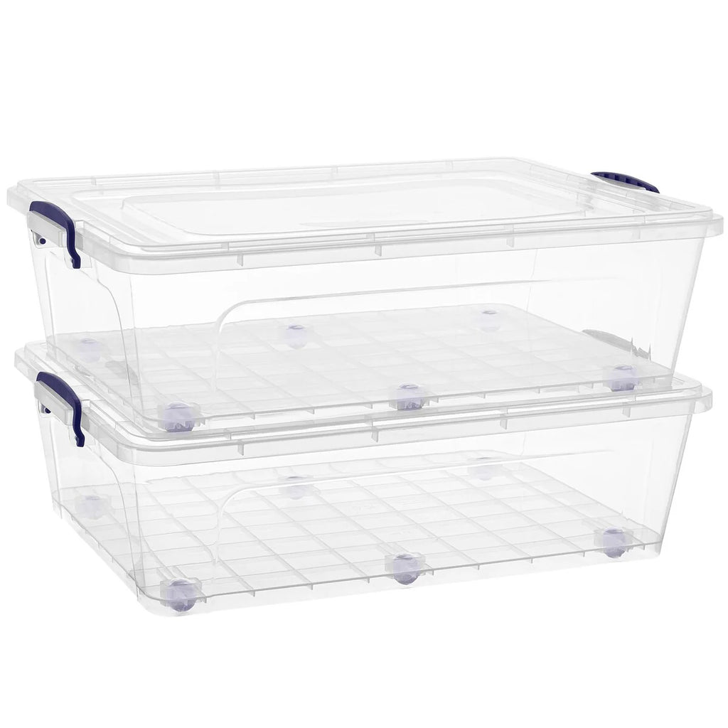 Under Bed Storage Containers with Wheels (2 Pack) - 27" H x 18" W x 7.5" D