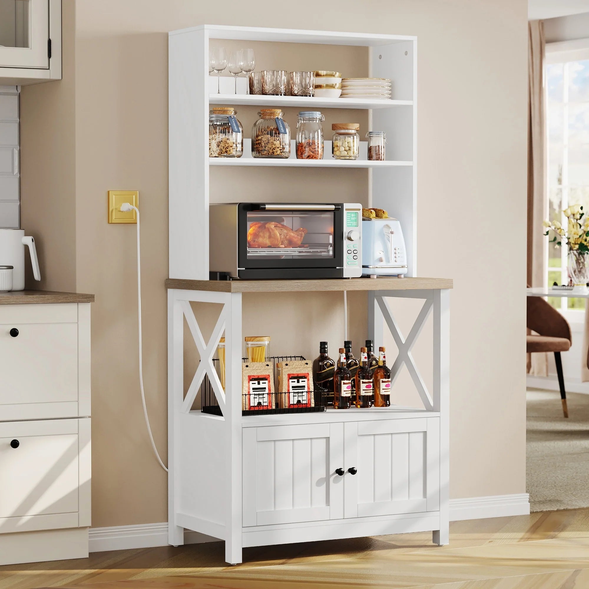 Moasis 5 Tier Kitchen Bakers Rack with Storage Shelves Microwave Oven Stand Kitchen Shelf Organizer