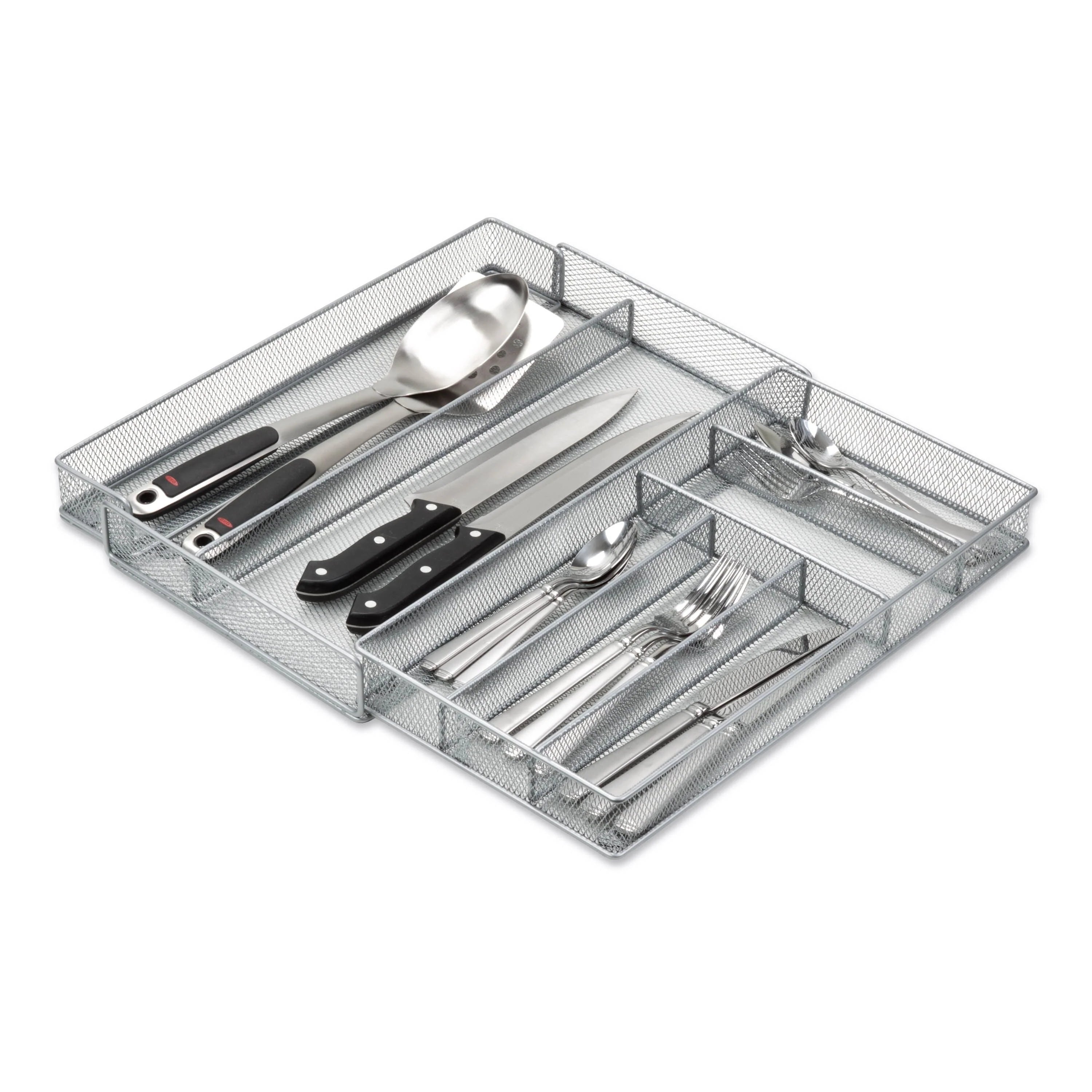 Honey-Can-Do Silver Steel 7-Compartment Expandable Drawer Organizer