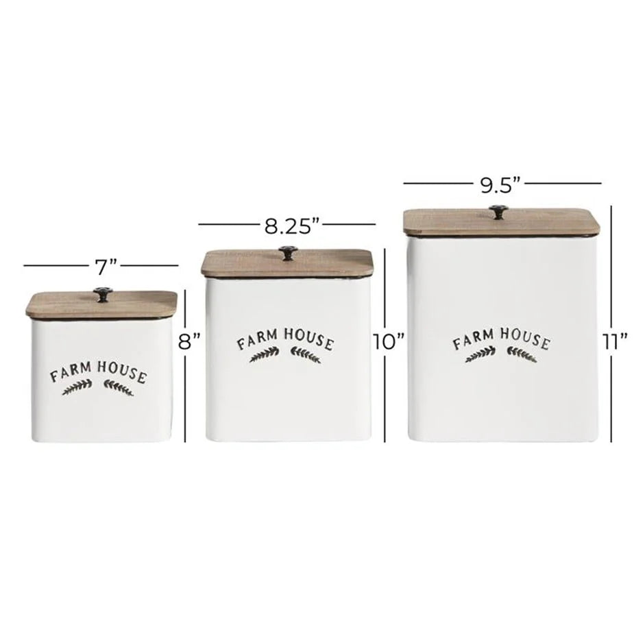 Vintage Inspired 3-Piece Metal Food Storage Canister Set