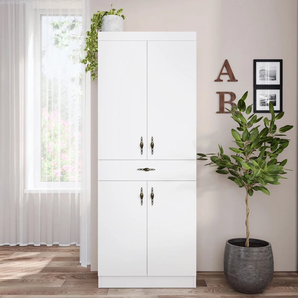 Living Skog Monti Food Pantry Storage Kitchen Cabinet with Adjustable Shelves and Drawer