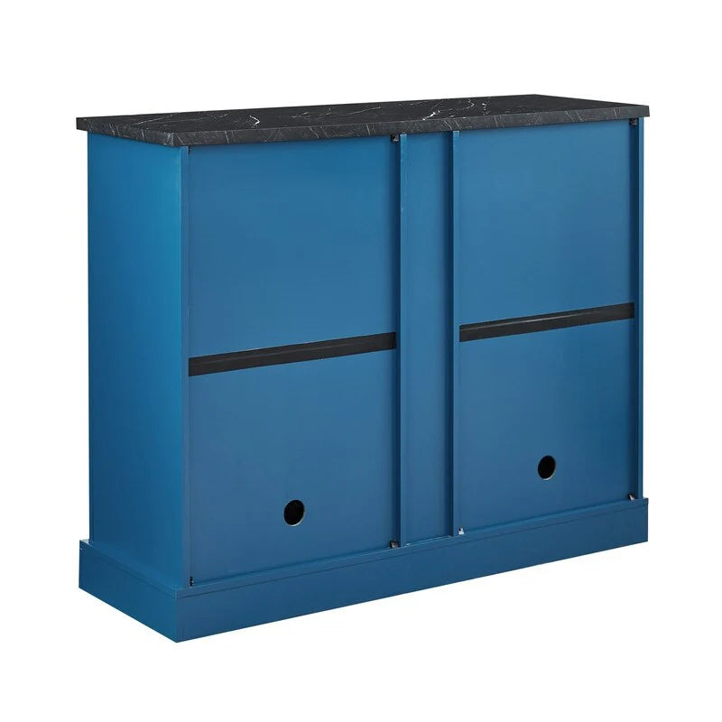 47" Marbling Countertop Buffet Bar Cabinet w/ Glass Holders