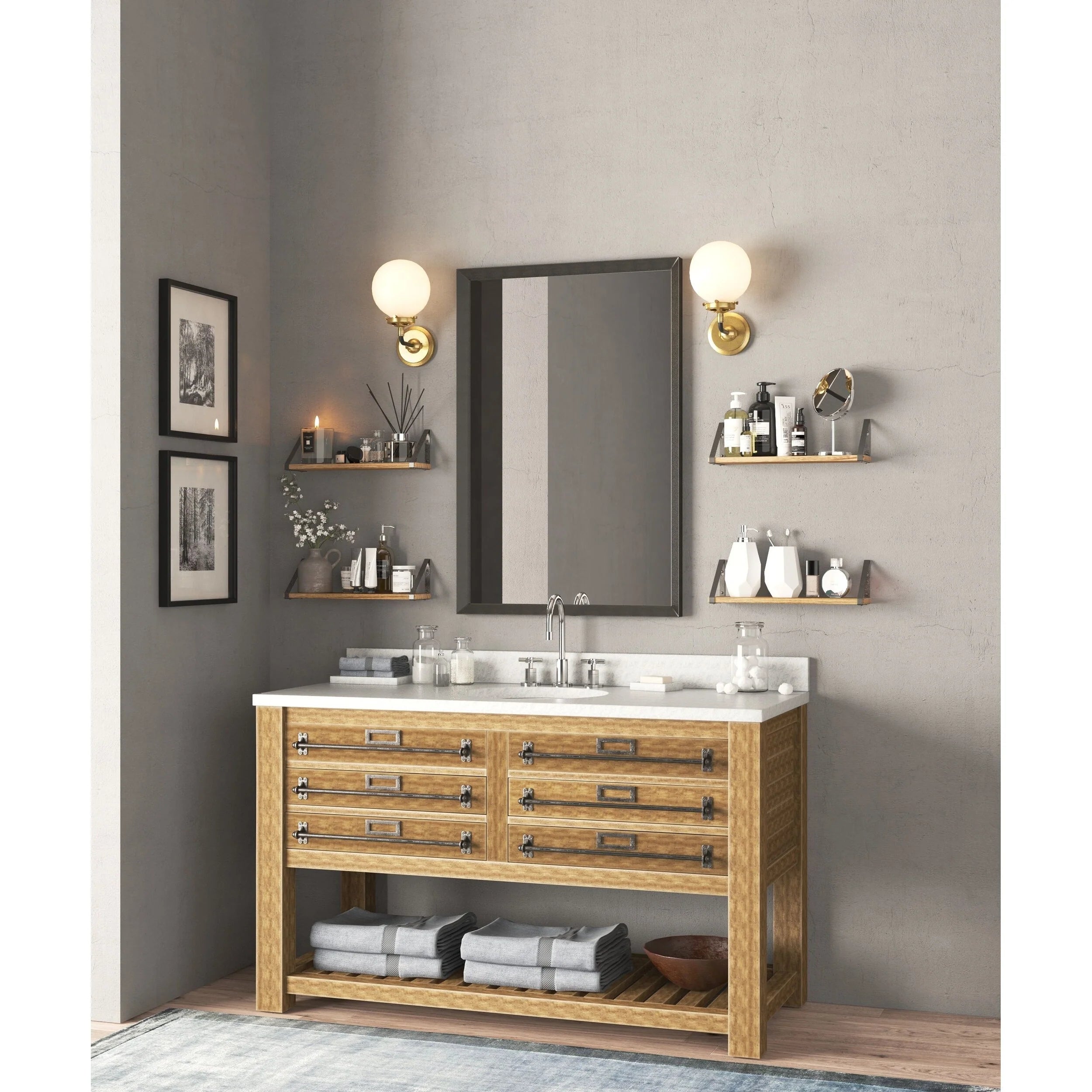 Wallniture Ponza 17inch Long, 4.5" Deep Wooden Shelves, Shelf for Kitchen