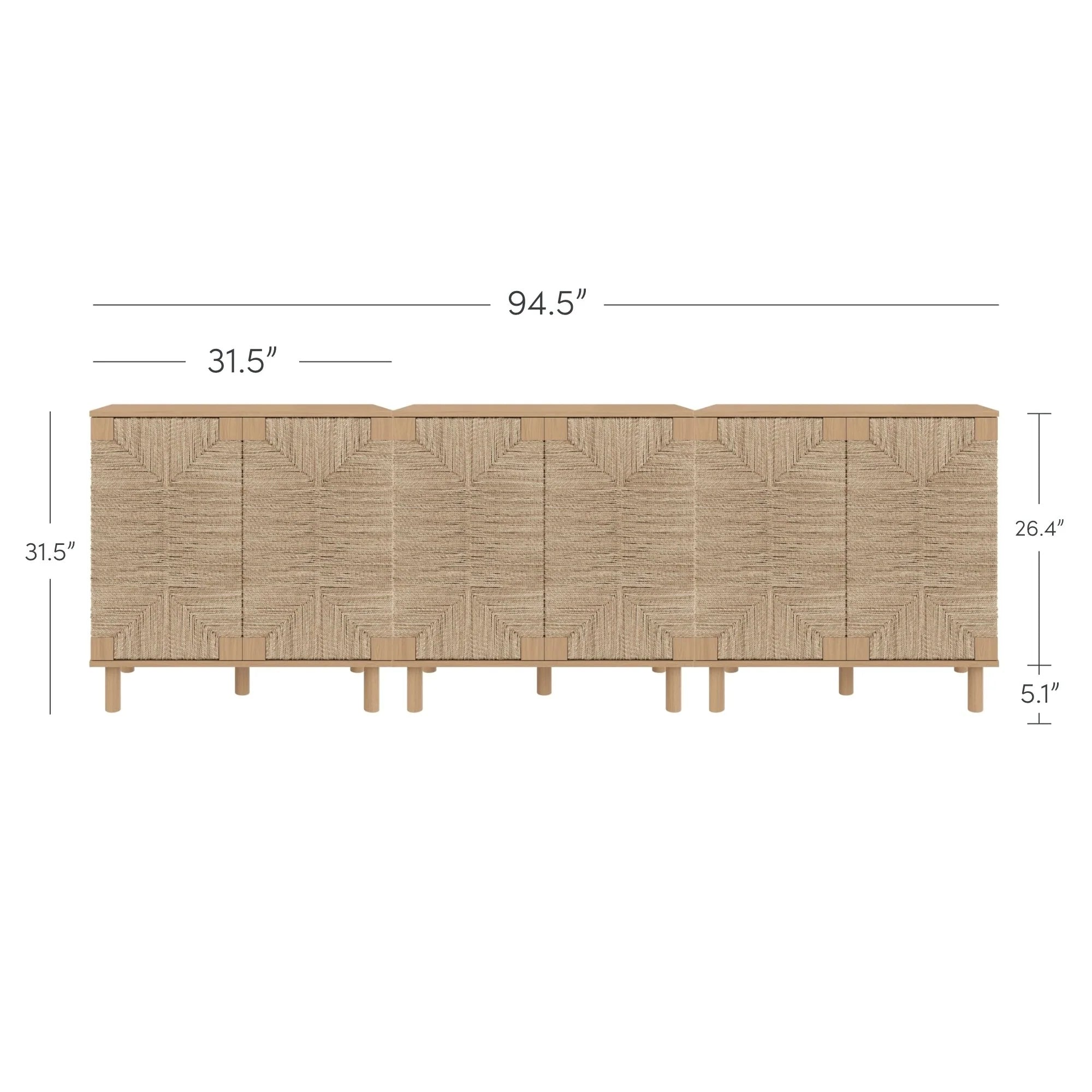 Nathan James Beacon Wood Accent Cabinet with Seagrass Doors and Adjustable Shelf