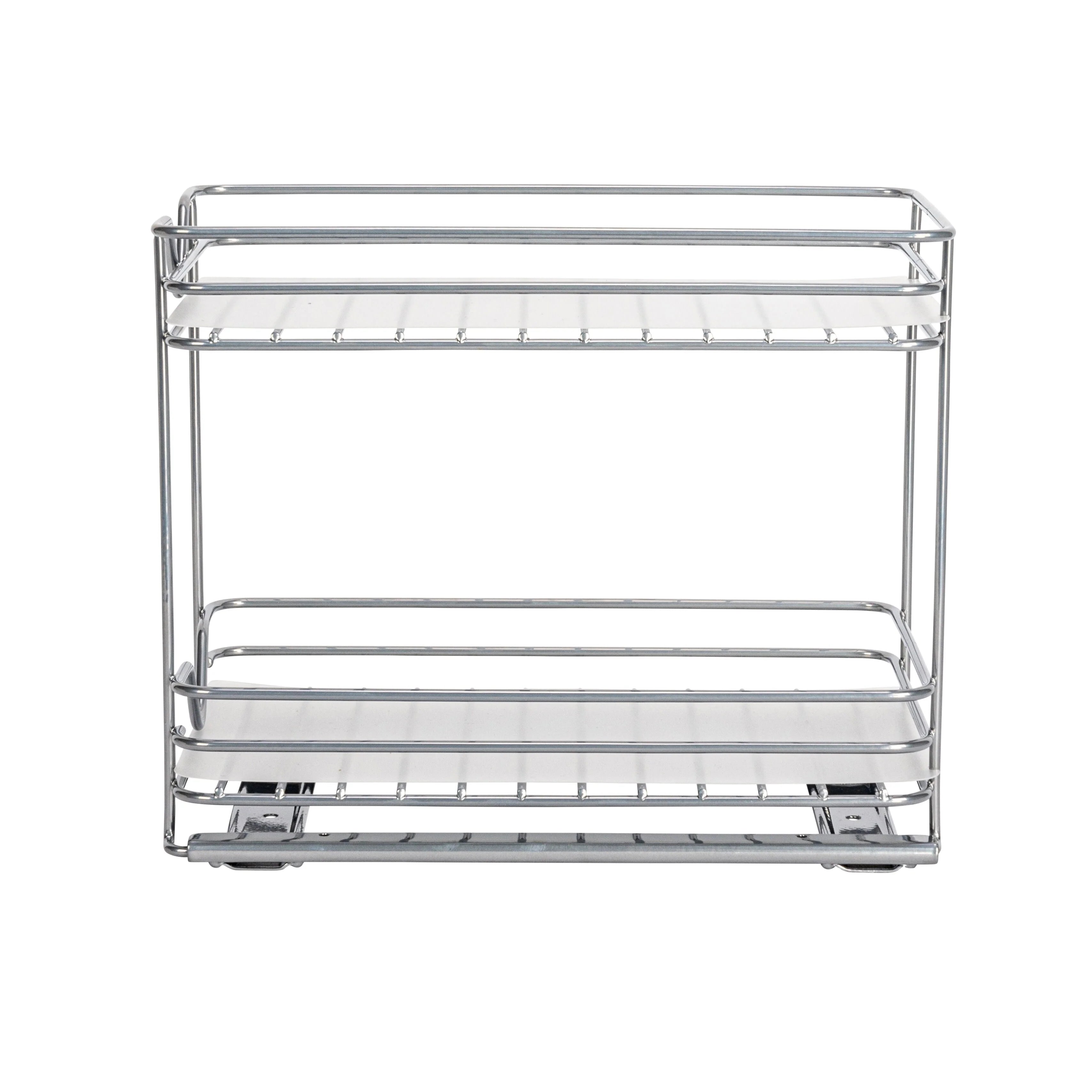 Household Essentials 2-Tier Brushed Nickel Spice Rack Organizer, Sliding Pantry Organizer