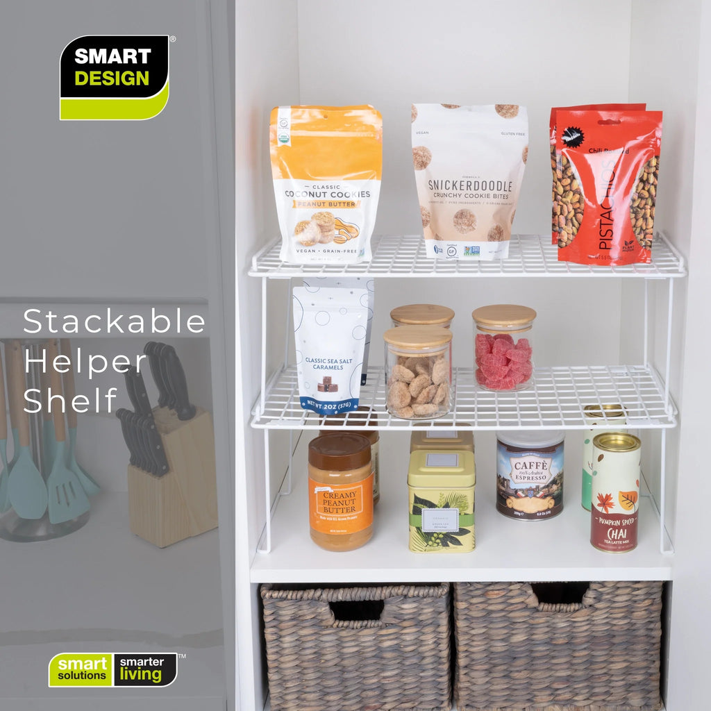 Smart Design Stacking Cabinet Shelf Rack - Extra Large 22 x 10 inch