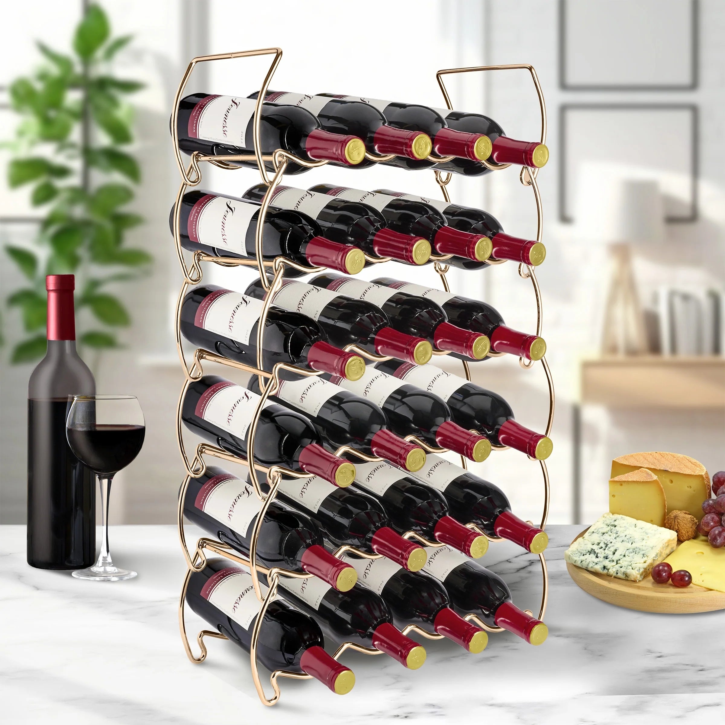 Metal Detachable Wine Rack - 3 Tier, Copper - 14" L x 16.5" W x 7" D