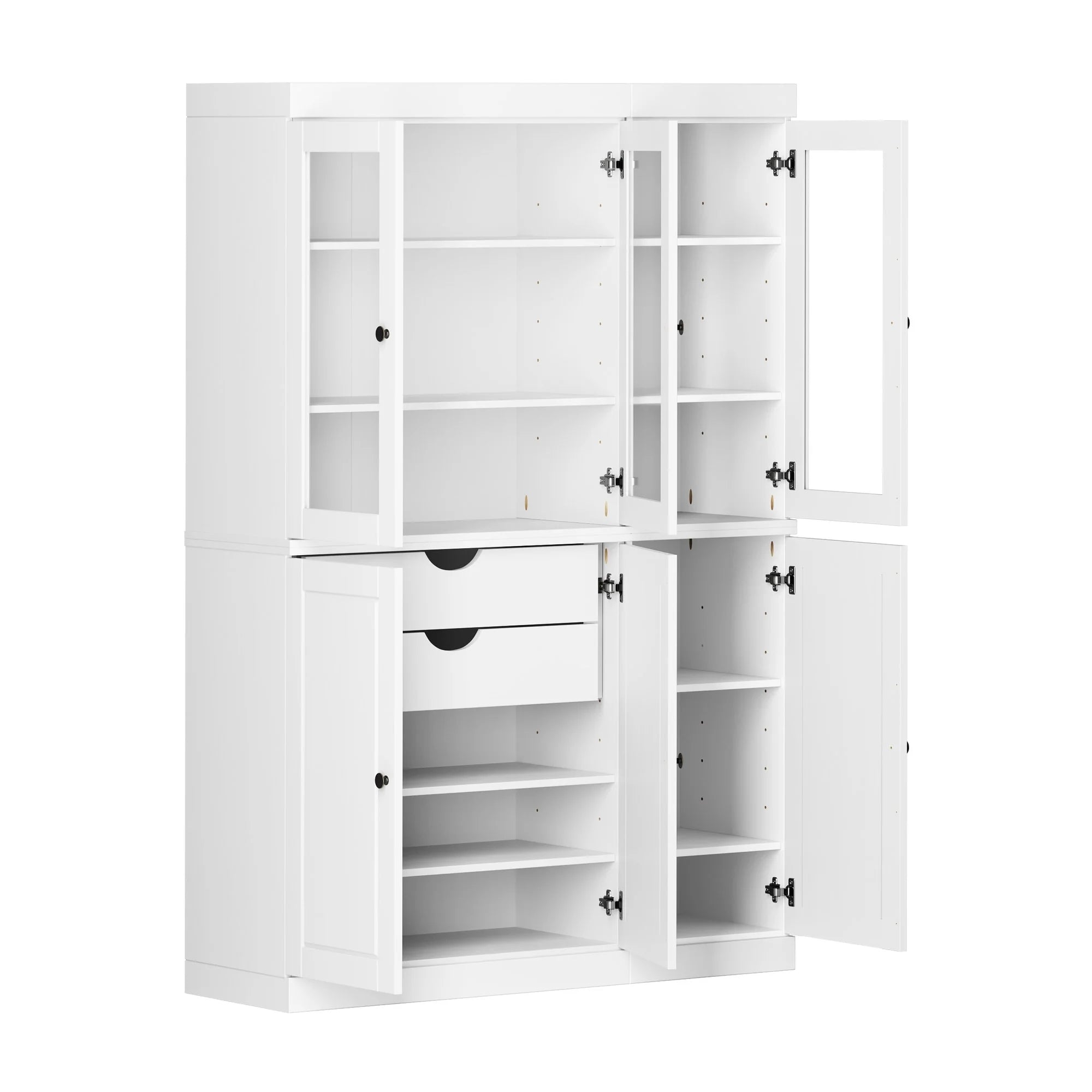 Palace Imports 100% Solid Wood China Pantry with Glass or Solid Wood Doors and 2-Drawers - 48.5" x 71.5"