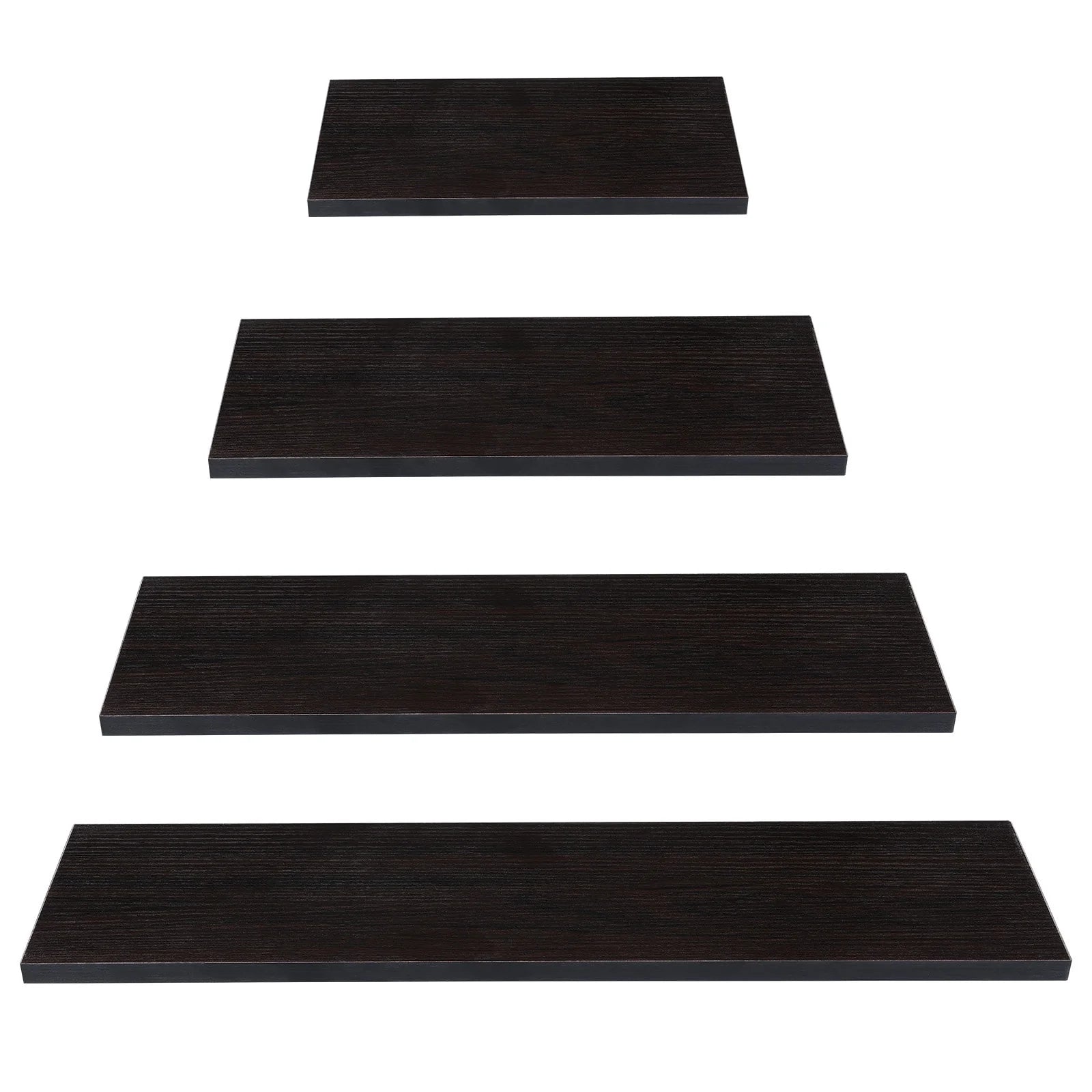 4Pcs Wood Floating Shelves Wall Mounted White Black Storage Shelf Set Home Decor