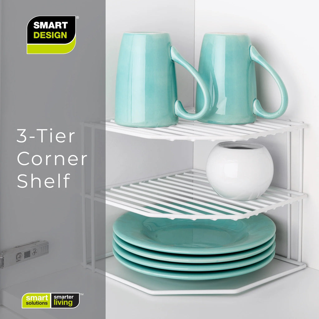 Smart Design 3-Tier Kitchen Corner Shelf Rack