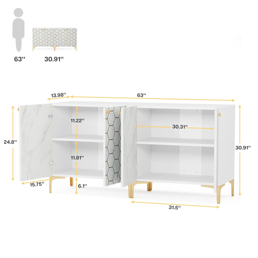 31.5'' Modern Accent Storage Cabinet for Living Room Kitchen (Set of 2 )