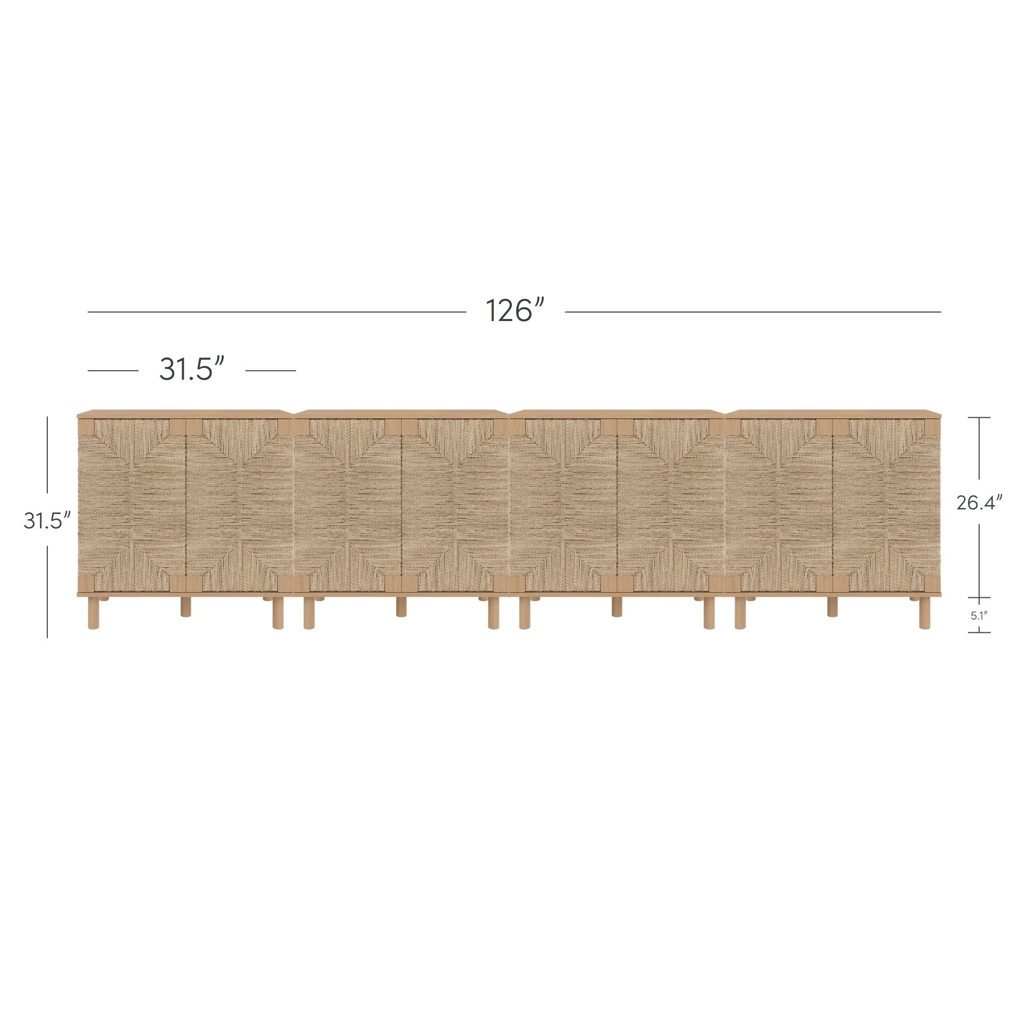 Nathan James Beacon Wood Accent Cabinet with Seagrass Doors and Adjustable Shelf