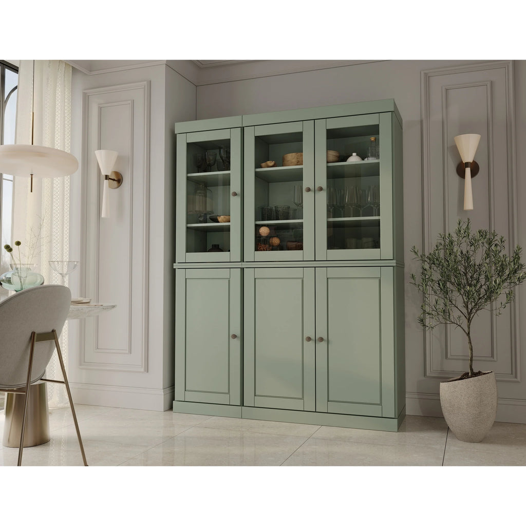 Palace Imports 100% Solid Wood China Pantry with Glass or Solid Wood Doors and 2-Drawers - 48.5" x 71.5"