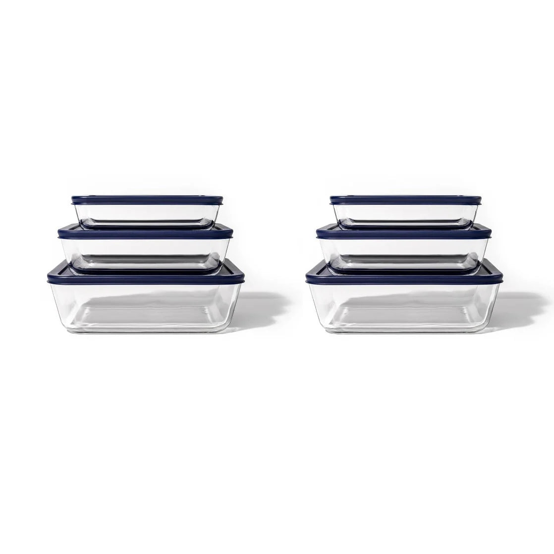 Glass Food Storage Set with Airtight Lids - Nesting, Space-Saving, BPA-Free, Microwave, Oven & Dishwasher Safe