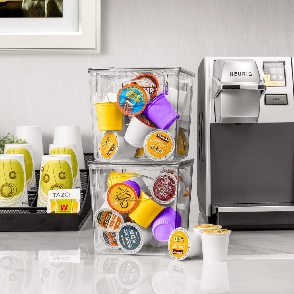 Sorbus Small Plastic K Cup Storage Bins Nespresso Vertuo Pod Holder Kitchen Pantry Fridge Organizer - 8 Pk