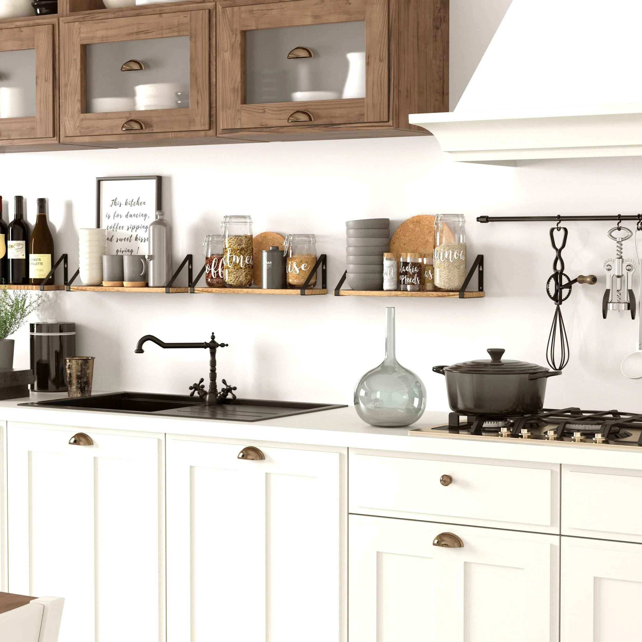 Wallniture Ponza 17inch Long, 4.5" Deep Wooden Shelves, Shelf for Kitchen