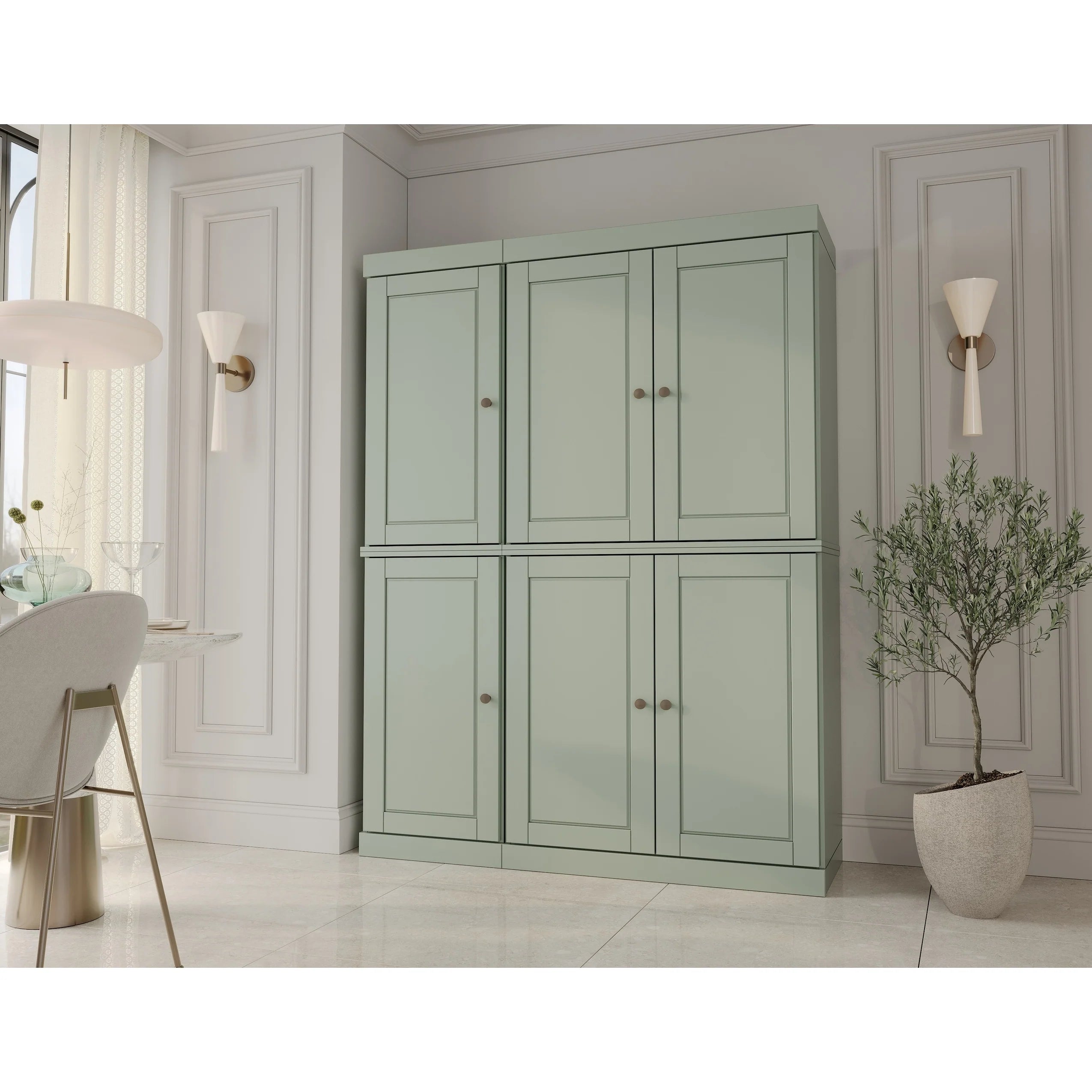 Palace Imports 100% Solid Wood China Pantry with Glass or Solid Wood Doors and 2-Drawers - 48.5" x 71.5"