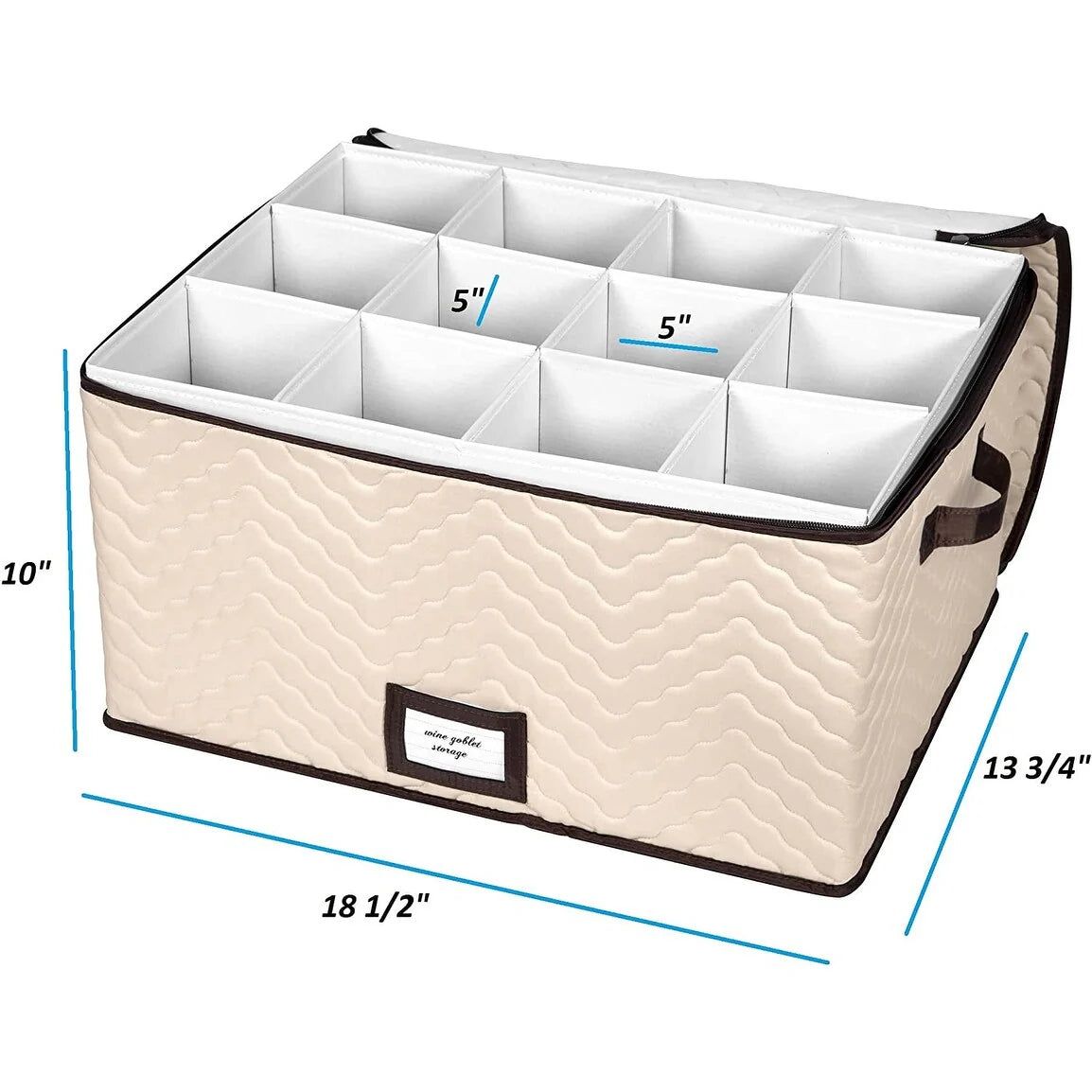 Stemware Storage Case for Wine Glasses - Holds 12 Glasses -19" x 9.5" x 14"