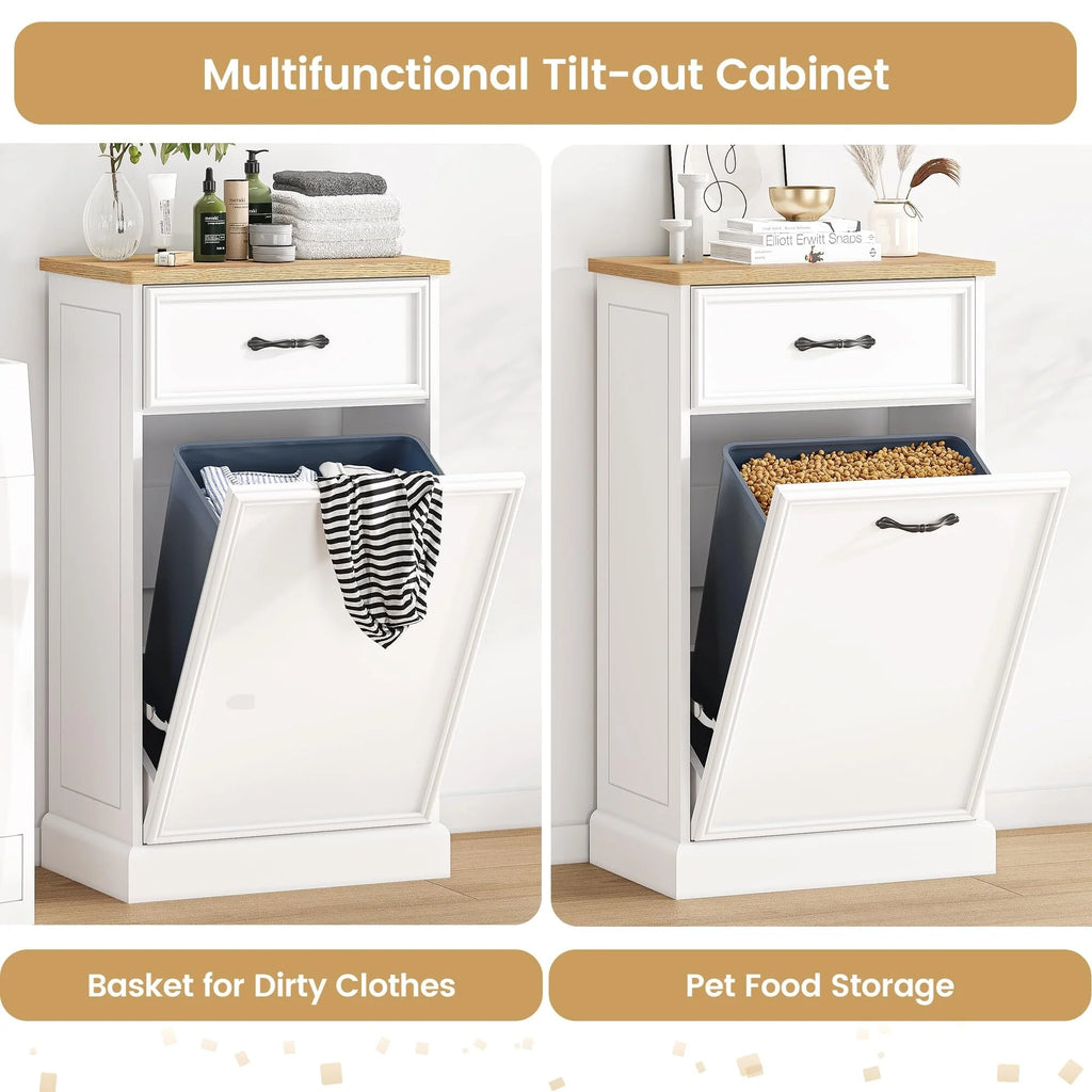 Kitchen Tilt Out Trash Can Cabinet with Drawer