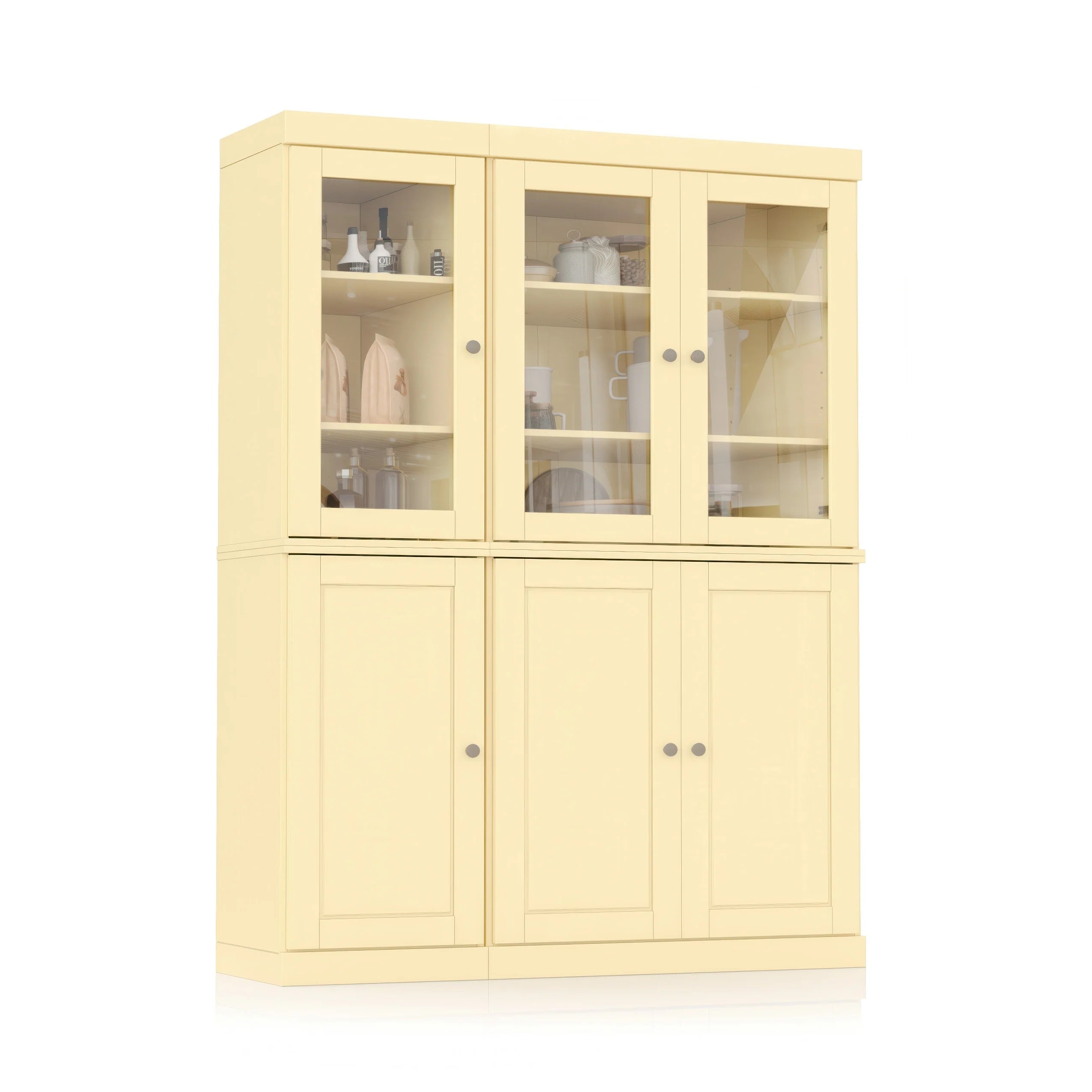 Palace Imports 100% Solid Wood China Pantry with Glass or Solid Wood Doors and 2-Drawers - 48.5" x 71.5"