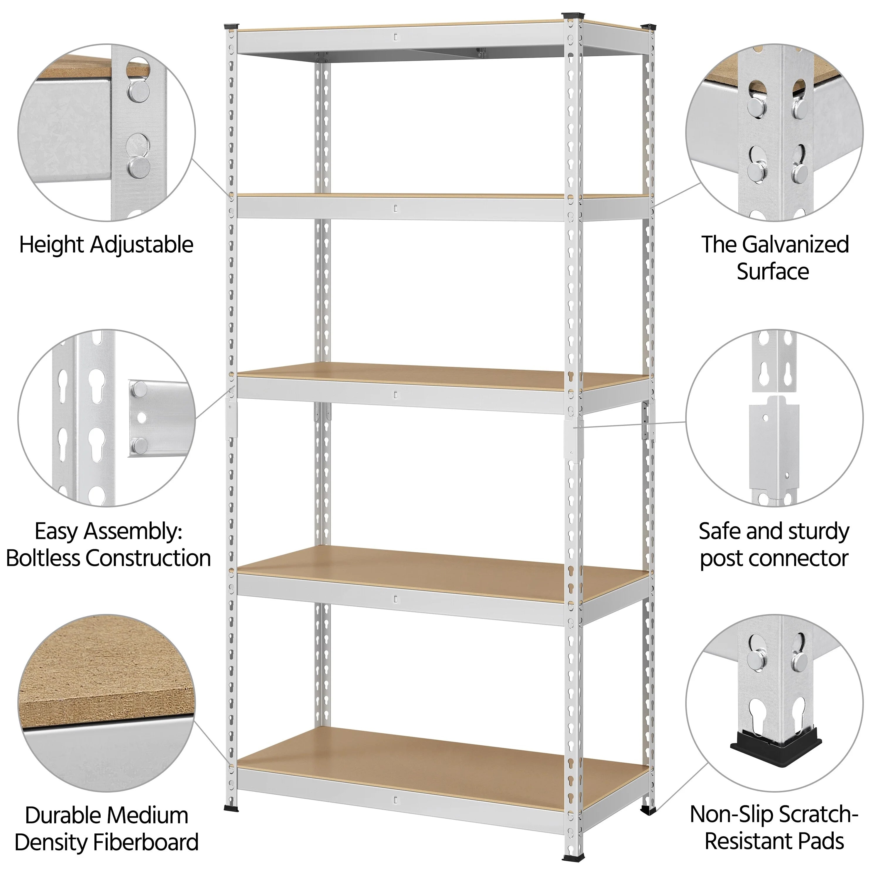 Yaheetech Metal Storage Shelving 5 Tiers Boltless Display Stand, L35.5 x W17.5 x H72 inch, Adjustable Racks