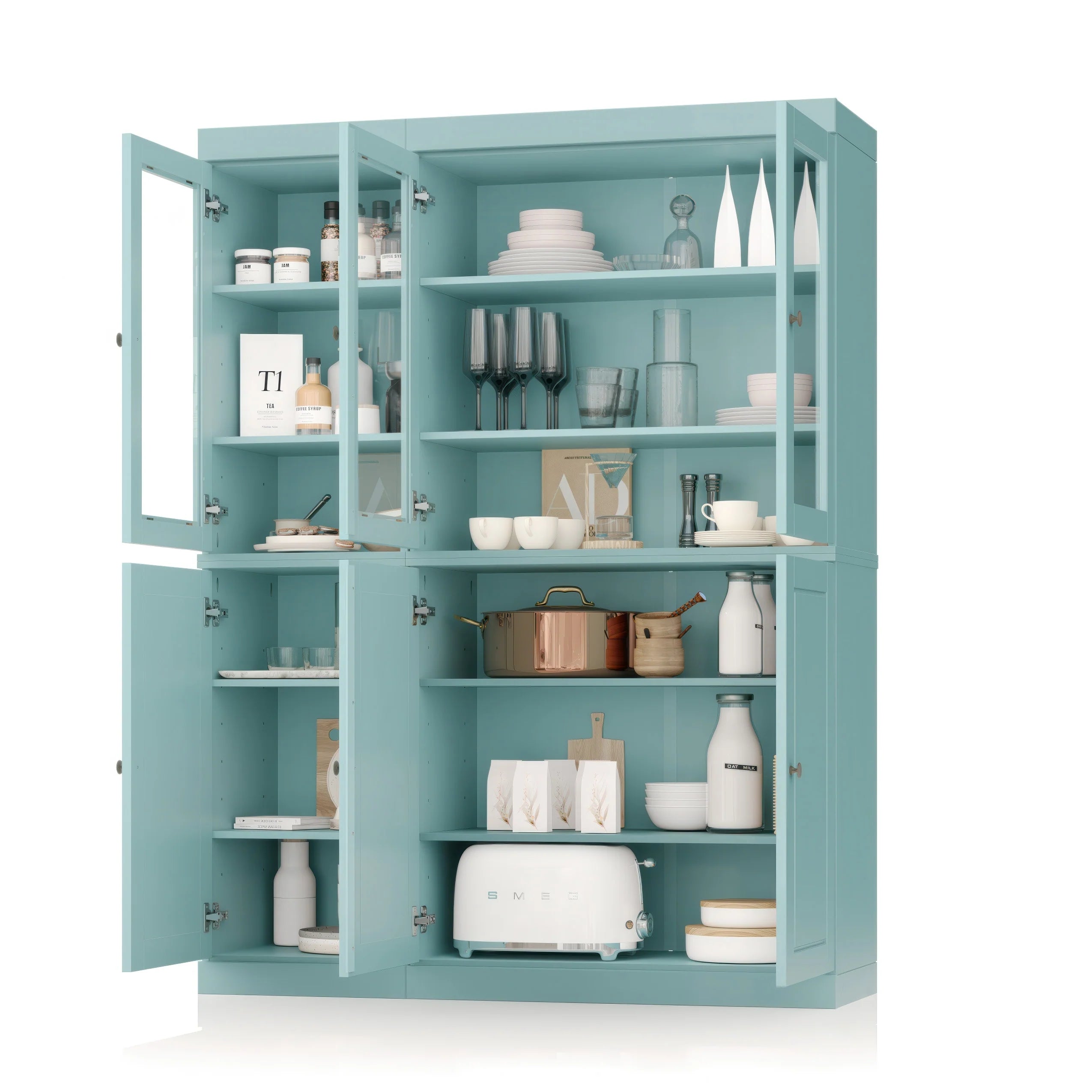 Palace Imports 100% Solid Wood 48.5" China Pantry Cabinet with Solid or Clear Glass Doors and Adjustable Shelves - 48.5" x 71.5"