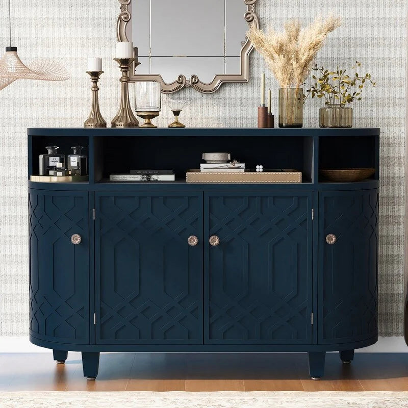48''W Storage Cabinet with Four Doors and Adjustable Shelves - N/A