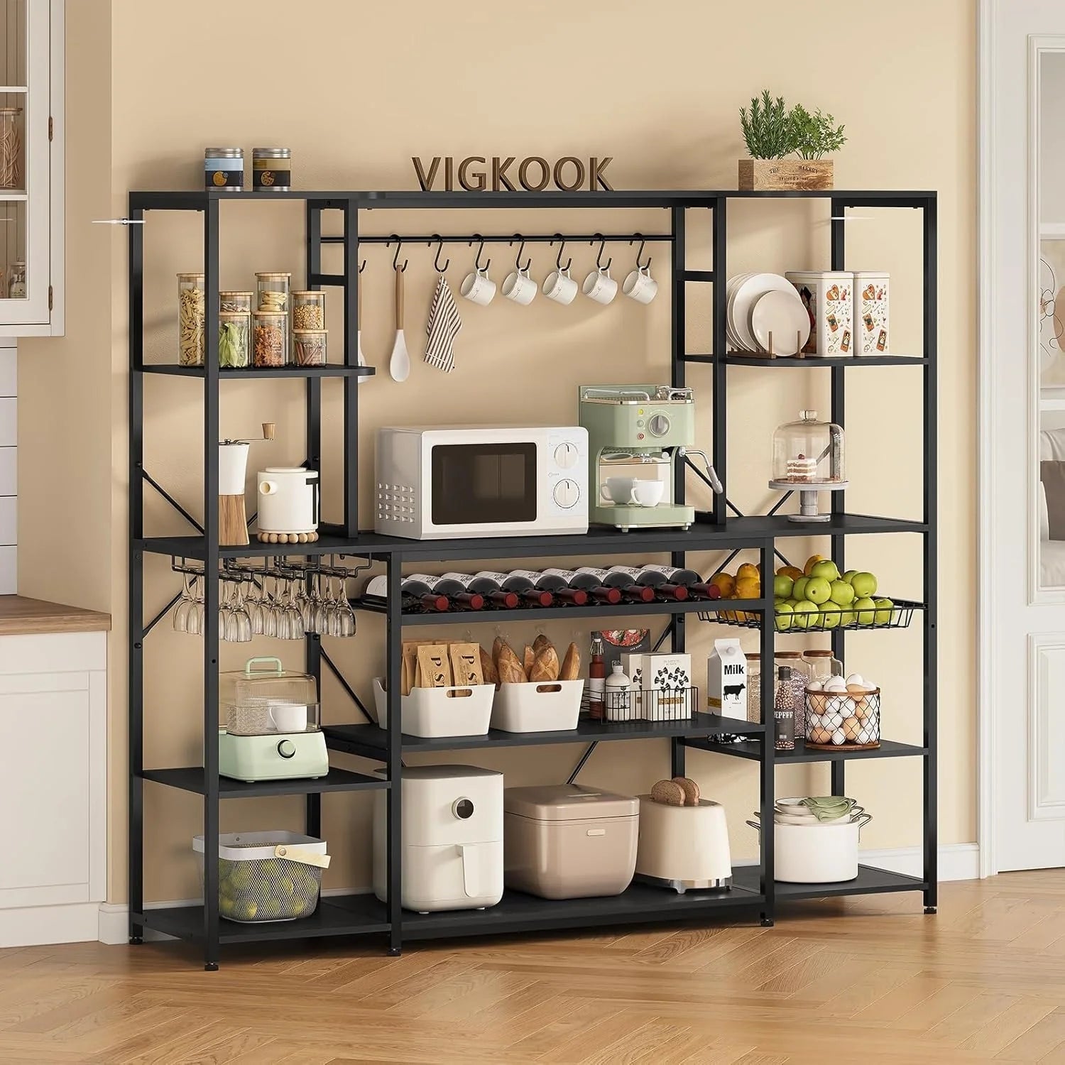 Bakers Rack Coffee Bar Wine Rack Storage Shelves