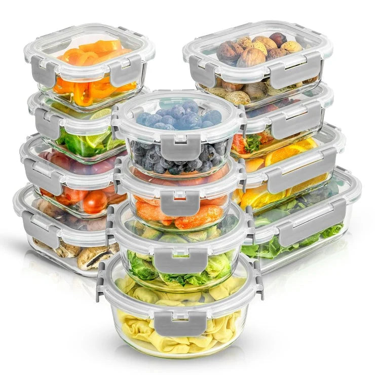 JoyFul 24 Piece Glass Food Storage Containers Set with Airtight Lids