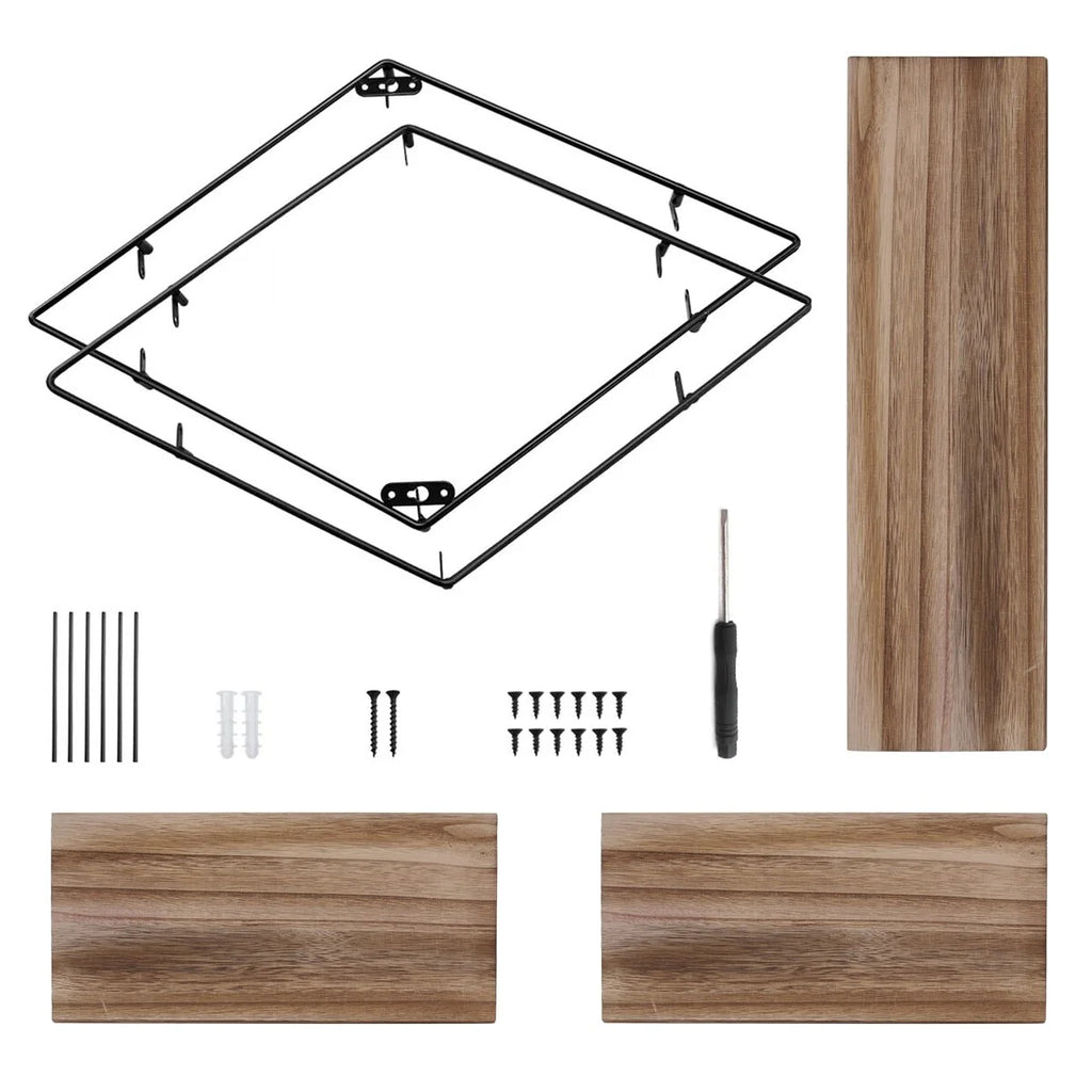 3Tier Metal Wall Shelves in Geometric Diamond for Home Display Storage
