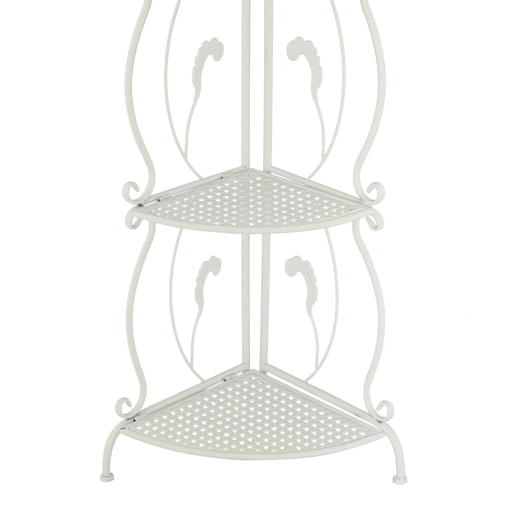Metal Scroll Indoor Outdoor Tall Folding 5 Shelves Bakers Rack - Gold or White - Roche River Decor