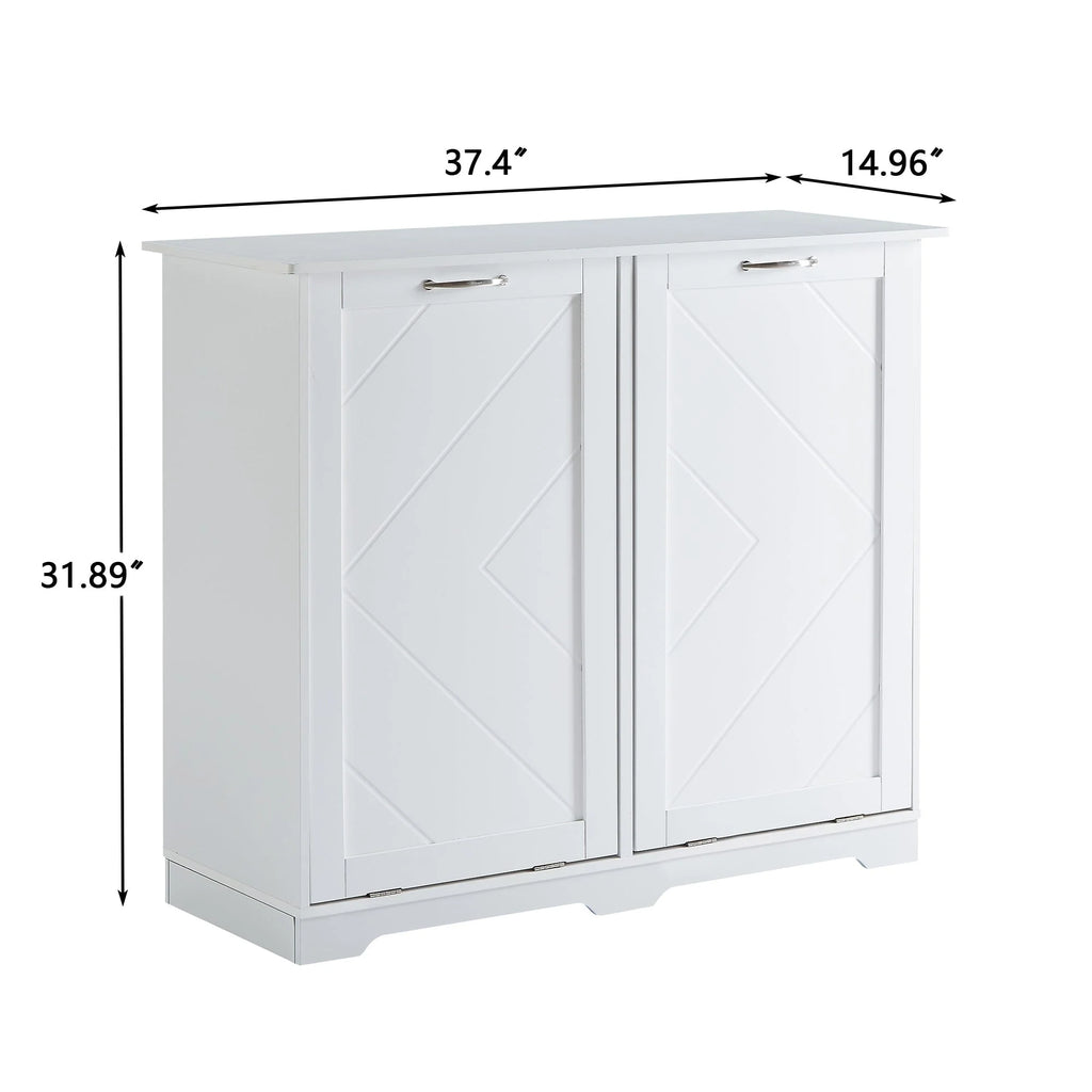 Double Tilt Out Trash Cabinet Free Standing 10 Gallon Recycling Trash Can Cabinet with negative ion and deodorizing function