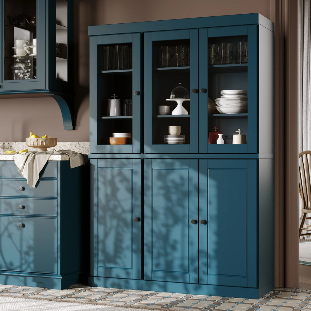Palace Imports 100% Solid Wood China Pantry with Glass or Solid Wood Doors and 2-Drawers - 48.5" x 71.5"