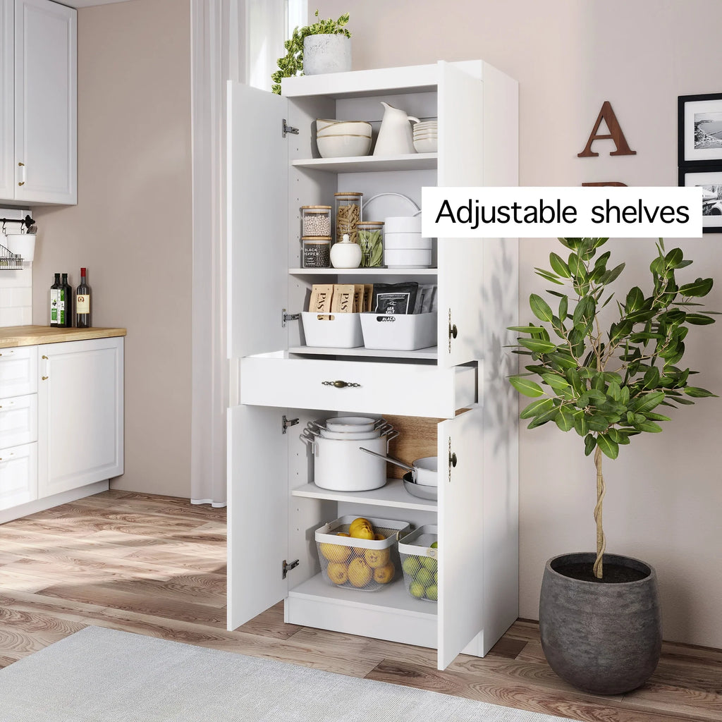 Living Skog Monti Food Pantry Storage Kitchen Cabinet with Adjustable Shelves and Drawer