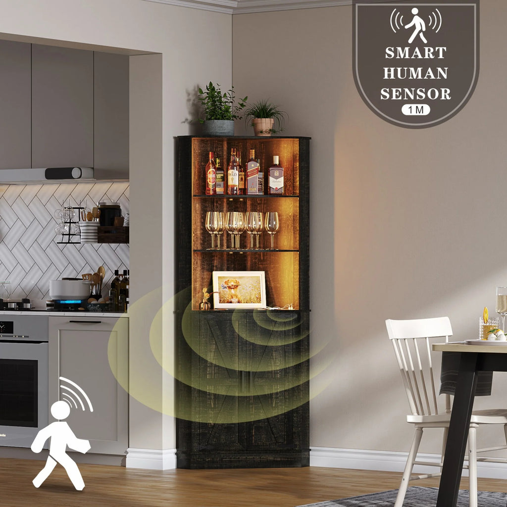 66" Tall Corner Cabinet With Led Light