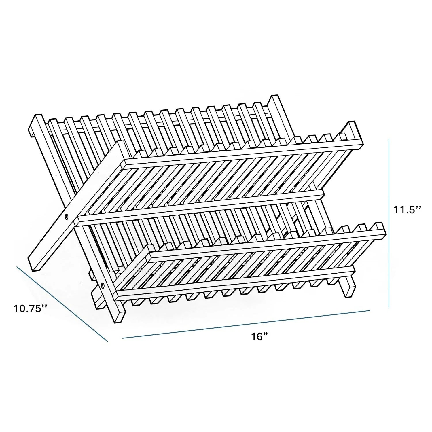 Bamboo Dish Drying Rack - 2-Tier Collapsible & Foldable Countertop Organizer, Natural Eco-Friendly Wood, Space-Saving Design
