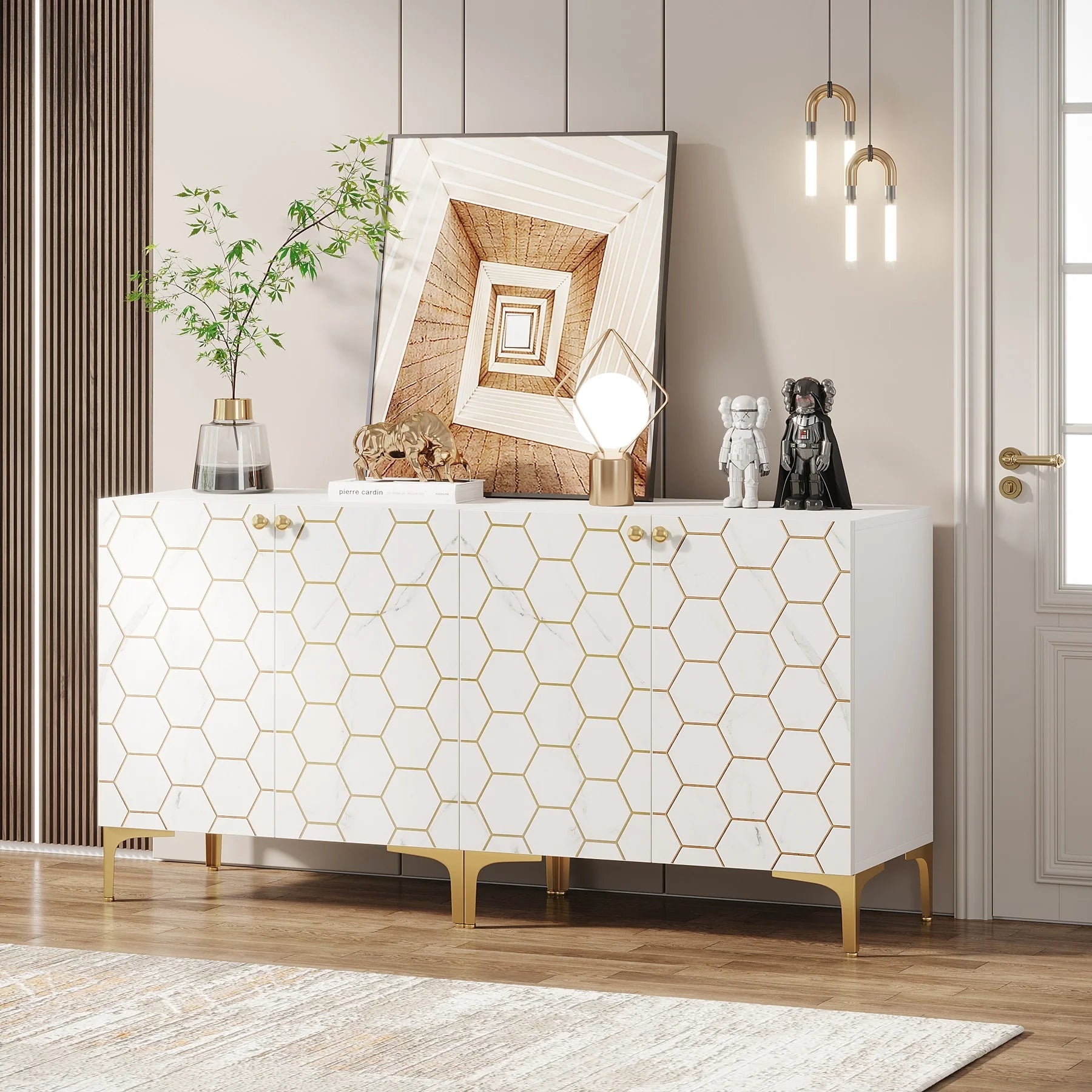 31.5'' Modern Accent Storage Cabinet for Living Room Kitchen (Set of 2 )