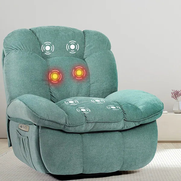 🔥 Heated Massage Power Recliner Chair – 8-Point Massage, 270° Swivel, Rocking & USB-C Charging