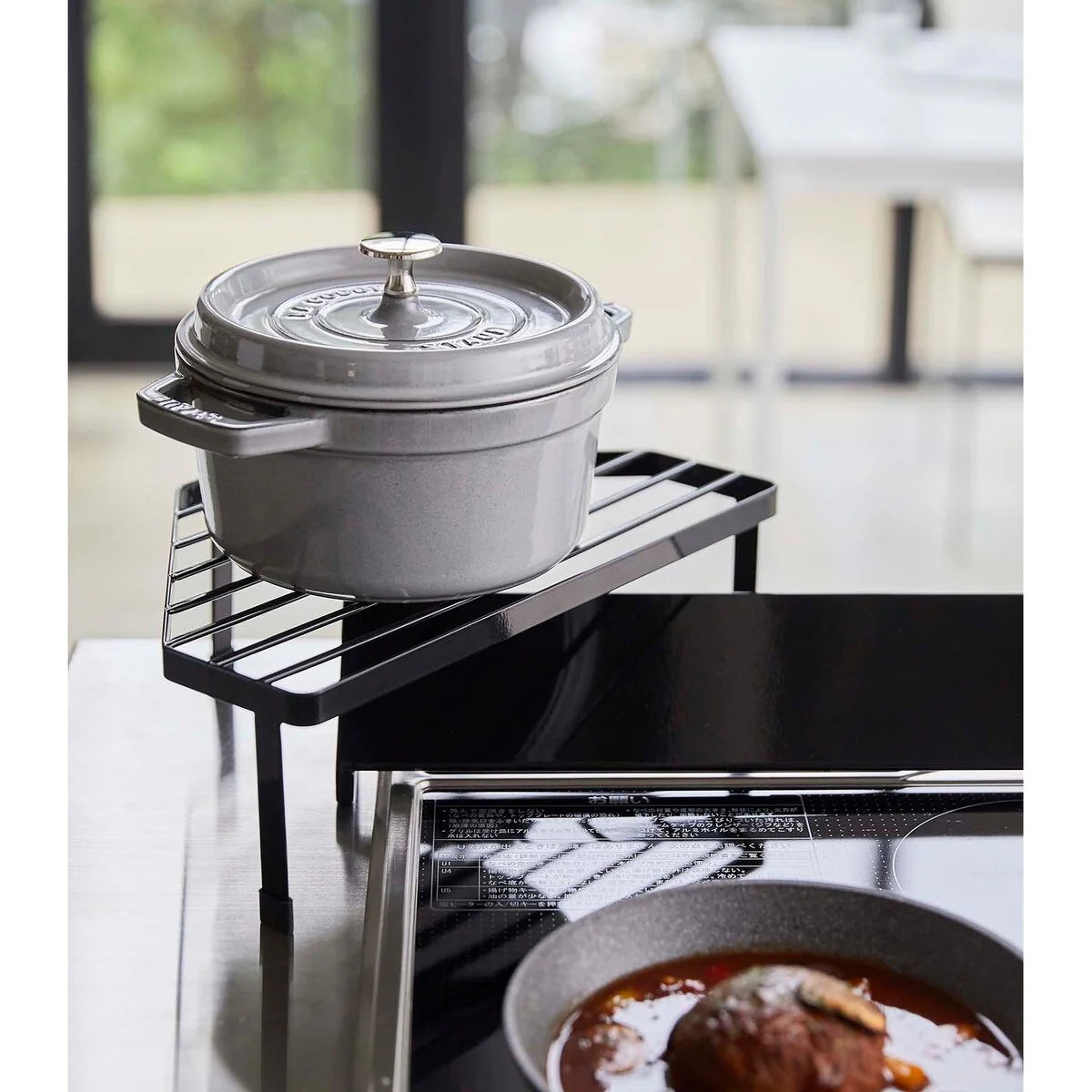 Yamazaki Home Corner Riser - One-Tier, Steel, Holds 11 lbs - L 8.86 x W 13.39 x H 4.41 inches
