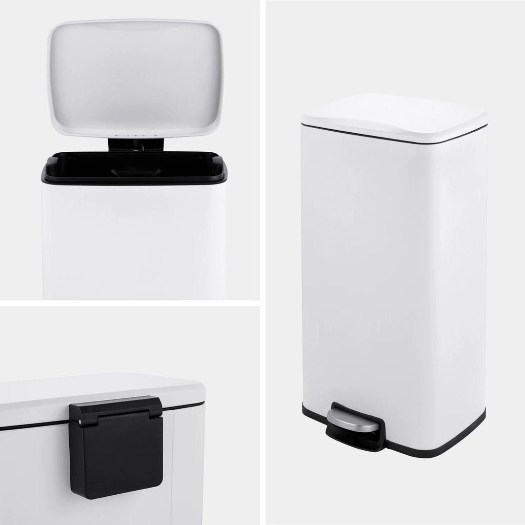 Innovaze 8 Gal./30 Liter Rectangular Matt White step-on Trash Can for kitchen