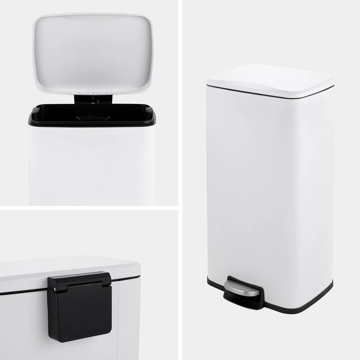 Innovaze 8 Gal./30 Liter Rectangular Matt White step-on Trash Can for kitchen