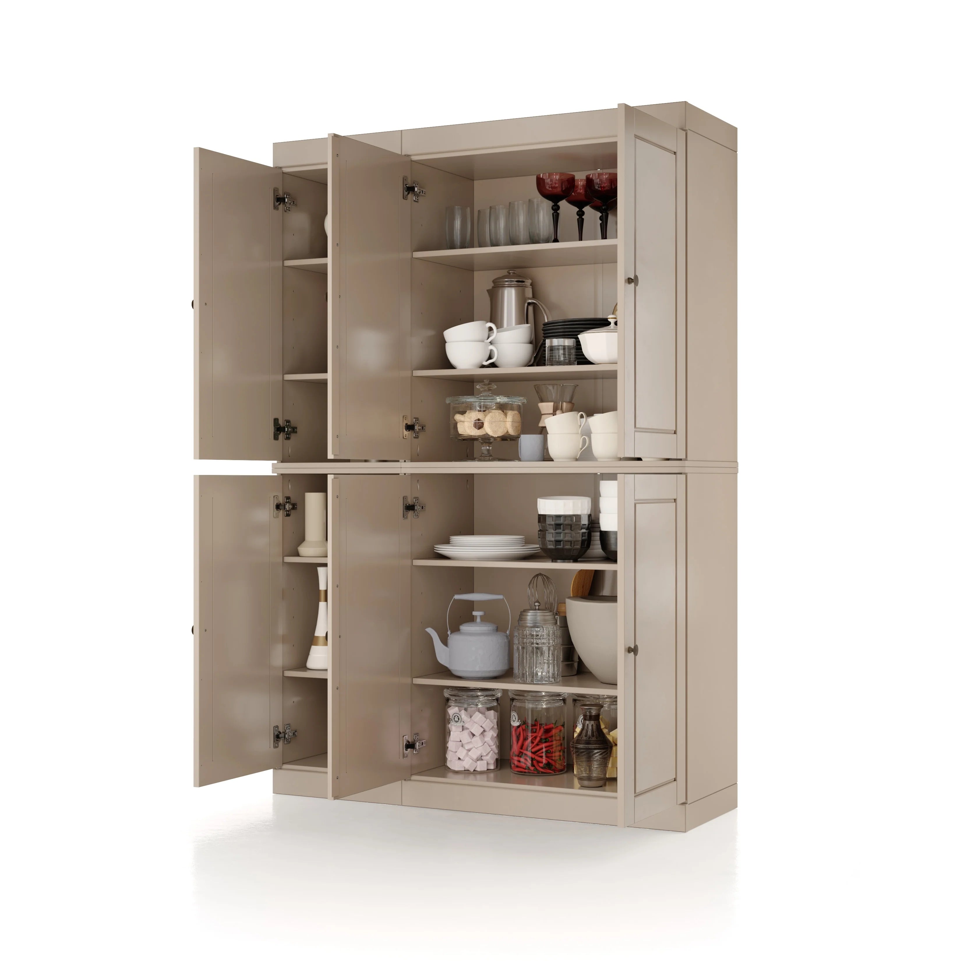 Palace Imports 100% Solid Wood 48.5" China Pantry Cabinet with Solid or Clear Glass Doors and Adjustable Shelves - 48.5" x 71.5"