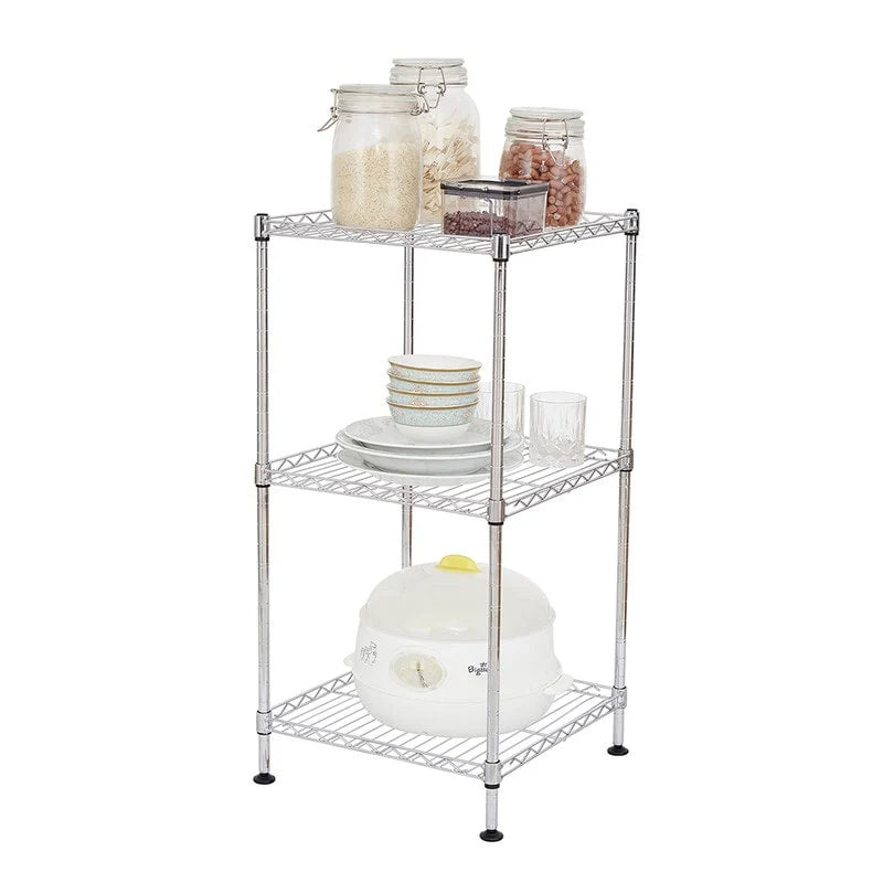 Black 3-Tier Black Wire Shelving Tower