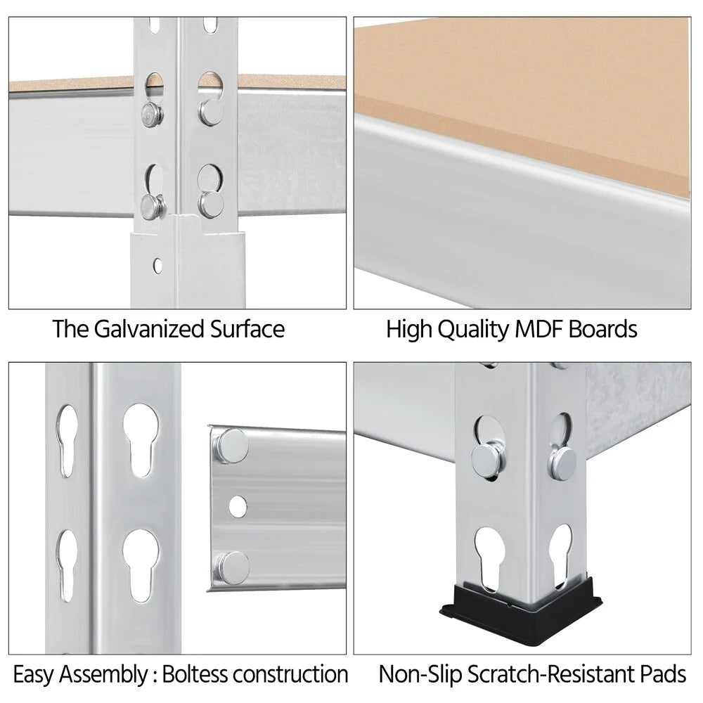 Yaheetech 5 Tiers Boltless Storage Shelf 330lb Capacity for Each Tier,Metal Frame MDF Wood Boards