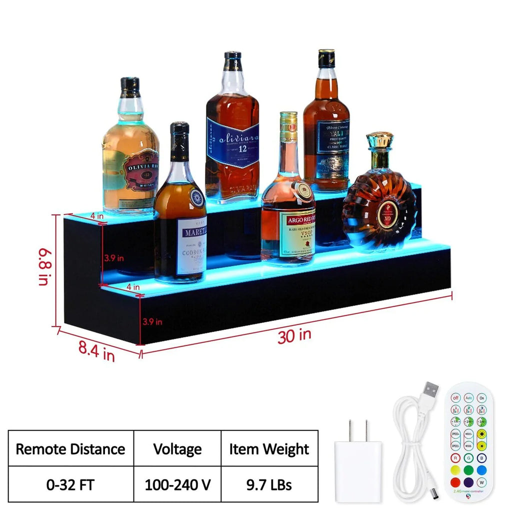 LED Light-Up Wine Bottle Display Rack, Wall-Mounted Acrylic