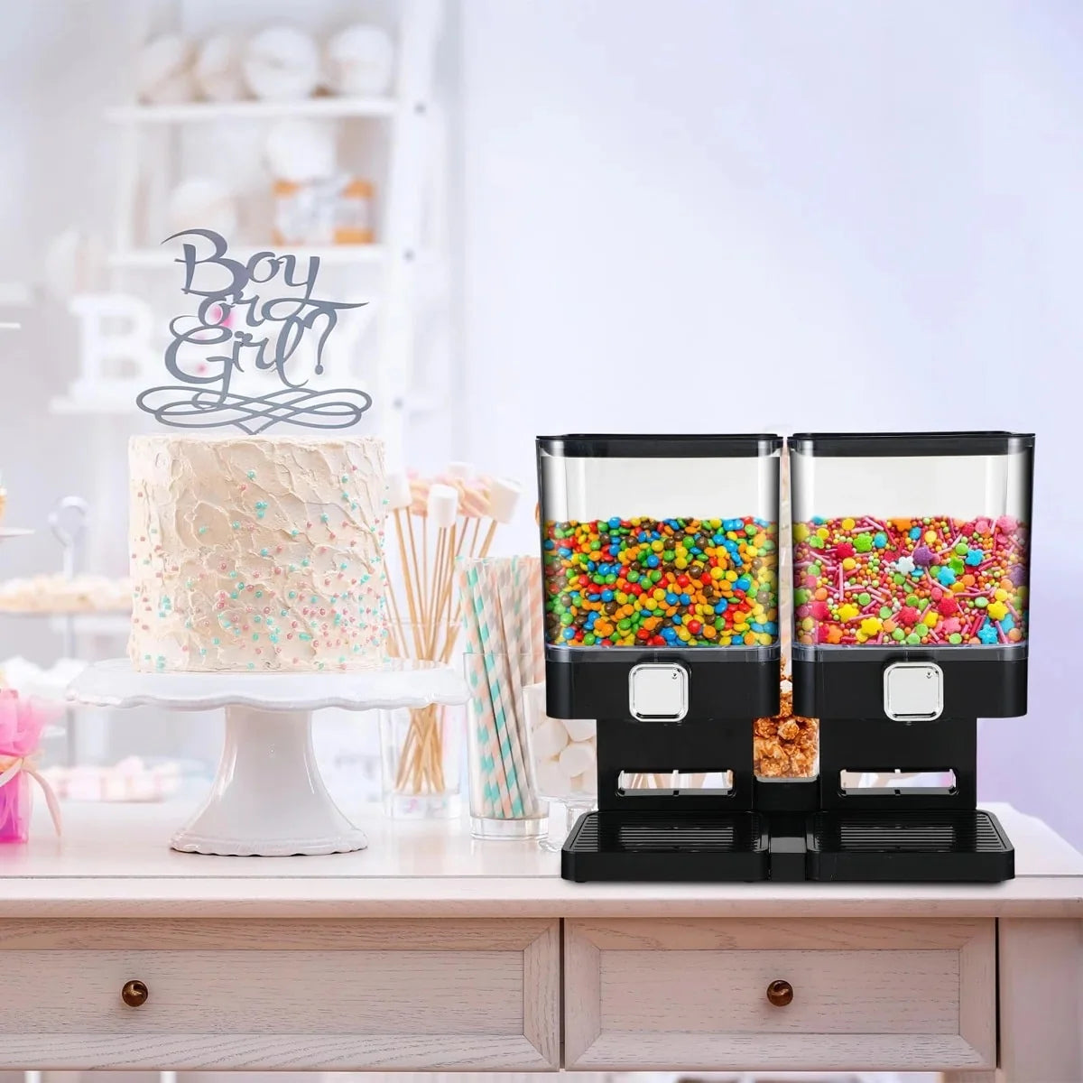 ColourTreeUSA 3.5L Single or Double Square Commercial Dry Food Dispenser