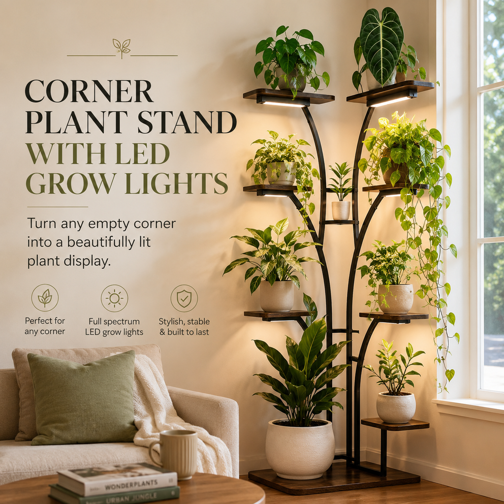 🌿 LAST DAY SALE 40% OFF | Multi-Tier Corner Plant Stand with LED Grow Lights ✨