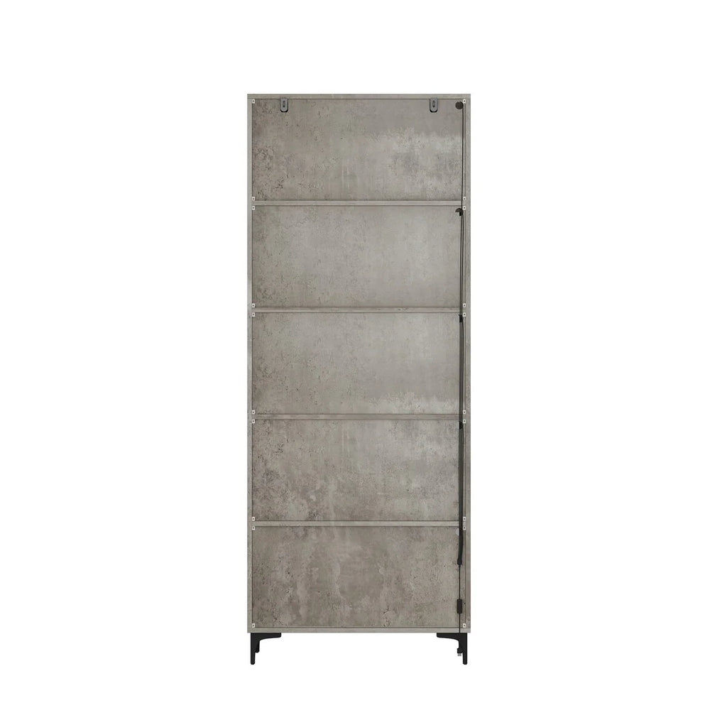 Kitchen Pantry Cabinets 5-Tier Tall Storage Cabinet with Glass Doors